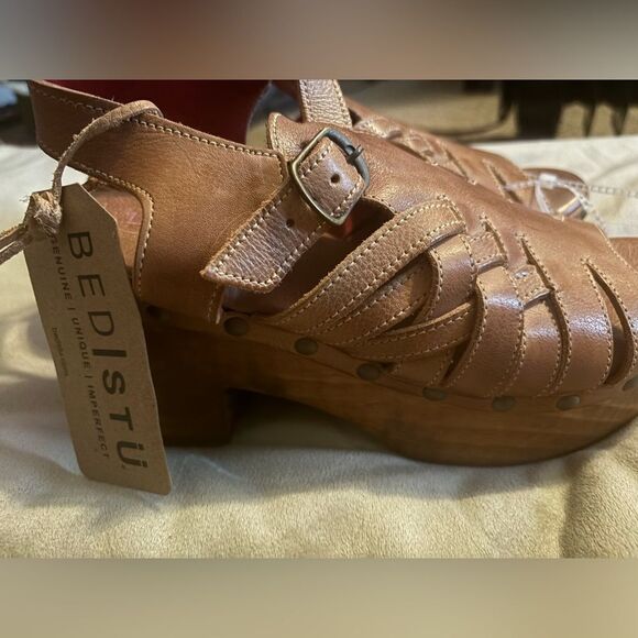 Bed Stu Brown Leather Platform Sandals Size 9 - Picture 5 of 5